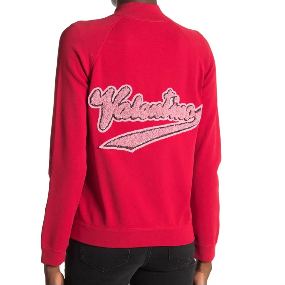 Valentino Appliqué Logo Raglan Sleeve Zip Jacket